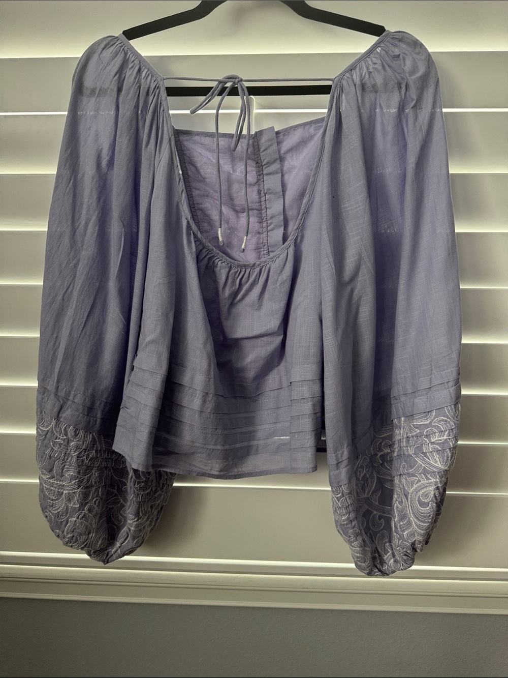 Anthropologie Blouse Lavender Large Cotton Embroidered Peasant Blouse - Picture 2 of 11